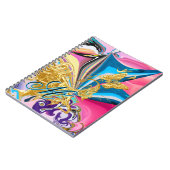 Goldbarren-Blume Monogramm flüssig Abstrakt Notizblock (Linke Seite)