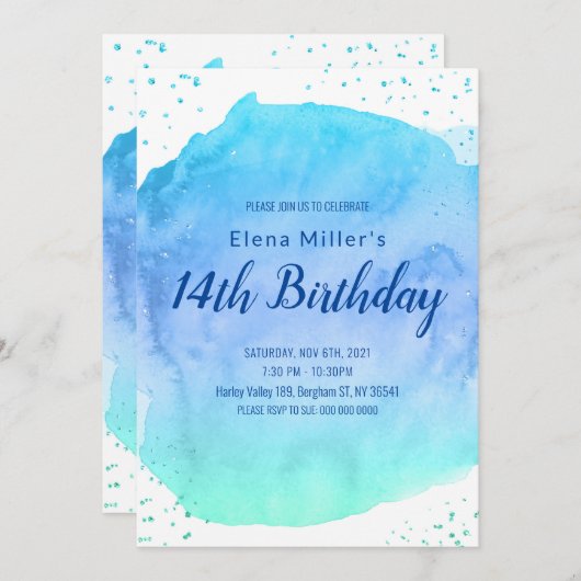 Goldbarren-Glitzer Einladung (Vorne/Hinten)