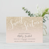 Goldbarren Glitzer ombre rosa 16 . Geburtstag Einladung (Stehend Vorderseite)