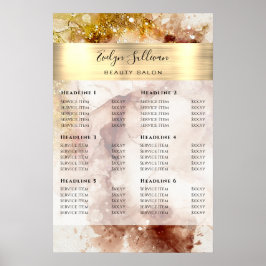 Goldbarren-Glitzer-Wasserfarbenpreisliste Poster