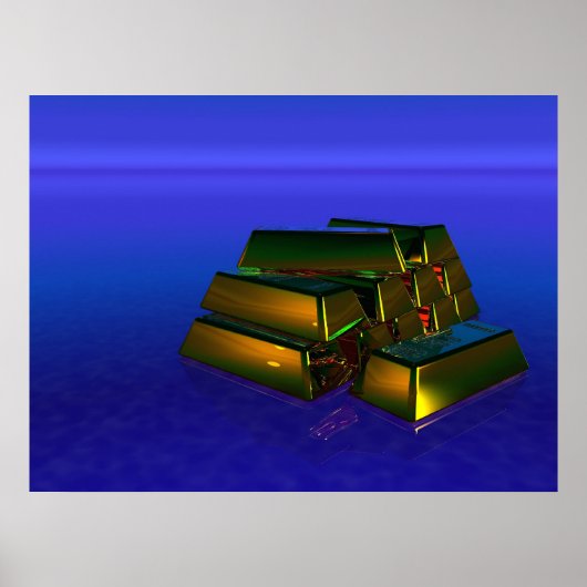 Goldbarren im Lila Hintergrund Poster (Vorne)