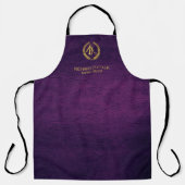 Goldbarren-Logo-Friseur lila Leder Schürze (Vorderseite)