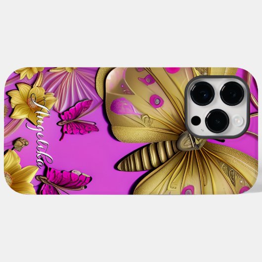 Goldbarren - Personalisierter Name in heißen rosa Case-Mate iPhone Hülle (Rückseite (Horizontal))