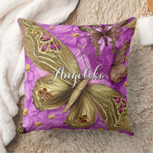 Goldbarren Rosa Blume Personalisierter Name Kissen