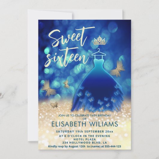 Goldbarren-Schmetterlingsbekleidung Einladung (Vorderseite)