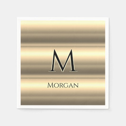 Goldbarren, schwarzer Name und Monogramm Serviette (Vorderseite)