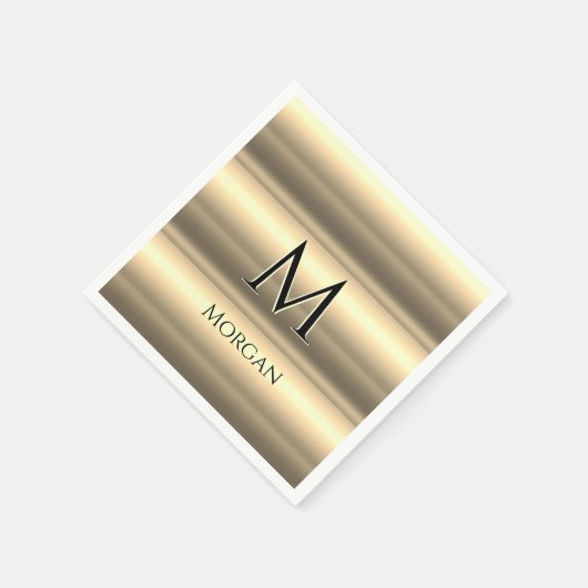 Goldbarren, schwarzer Name und Monogramm Serviette (Ecke)