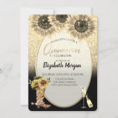 Goldbarren, Sonnenblumen, Glasquinceanera Einladung (Vorderseite)