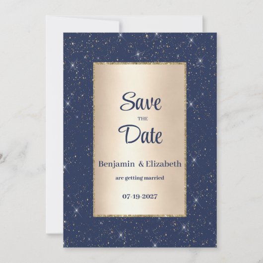 Goldbarsch-Glitzer-Konfetti Save the Date Einladung (Vorderseite)
