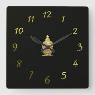 Goldbarsch schwarz quadratische wanduhr