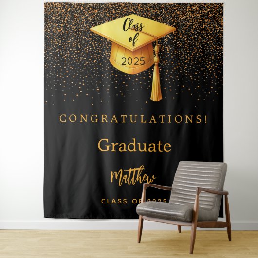 Goldbarsch-Tassel-Graduierungsparty 2025 Wandteppich (Beispiel)