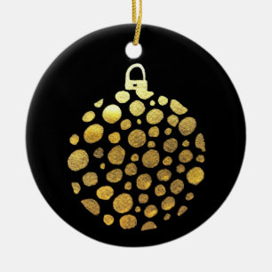 Goldbauble Weihnachtsglasur Keramik Ornament