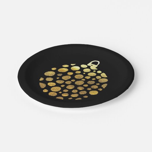 Goldbauble Weihnachtsglasur Pappteller (Schrägansicht)