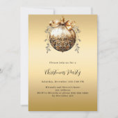 Goldbauble Weihnachtswein - Party Einladung (Vorderseite)
