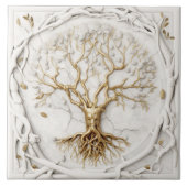 Goldbaum 3D-Abbildung auf weißem Marmor Fliese (Vorderseite)