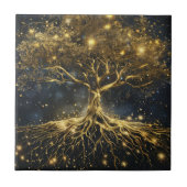 Goldbaum Alte Vintage Keramik Tile Fliese (Vorderseite)