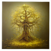 Goldbaum Altes Leben Rustikale Keramik Tile Fliese (Vorderseite)