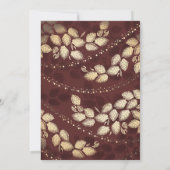 Goldbaum beleuchtet | elegante Burgunder Hochzeit Einladung (Rückseite)