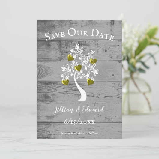 Goldbaum des Herzens Ankündigung Datum freihalten (Stehend Vorderseite)