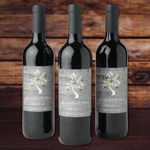 Goldbaum des Herzens Hochzeitweiliges Weinetikett