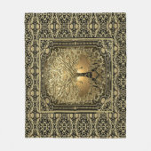 Goldbaum des Lebens Antike Rustikale Fleecedecke (Vorderseite)