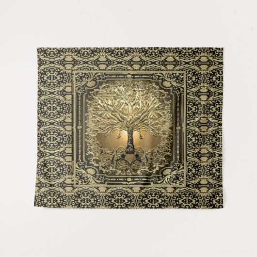 Goldbaum des Lebens Antike Rustikale Wandteppich (Vorderseite (Horizontal))