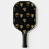 Goldbaum des Lebens Schwarzes Muster Pickleball Schläger (Vorderseite)