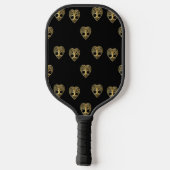 Goldbaum des Lebens Schwarzes Muster Pickleball Schläger (Rückseite)