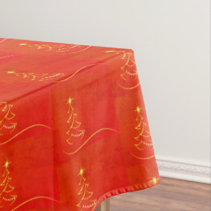 Goldbaum-Entwurfs-rote Weihnachtstischdecke Tischdecke