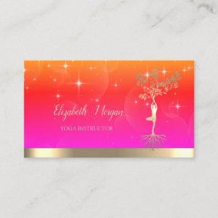 Goldbaum Frauen Silhouette, Ombre Yoga-Lehrerin Visitenkarte