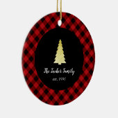 Goldbaum-frohe Weihnacht-Büffel kariert Keramik Ornament (Rechts)