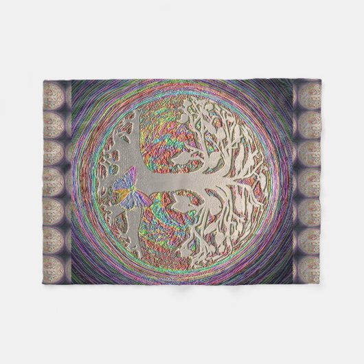 Goldbaum mit Butterly Fleecedecke (Vorderseite (Horizontal))