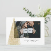 Goldbaum Moderne Weihnachtsfotografie Feiertagskarte (Stehend Vorderseite)