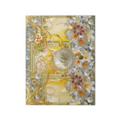 Goldbaum-Silberperlen aus Weißer Lilie Damask Abst Notizblock (Rotiert)