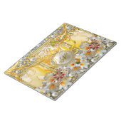 Goldbaum-Silberperlen aus Weißer Lilie Damask Abst Notizblock (angewinkelt)