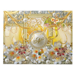 Goldbaum-Silberperlen aus Weißer Lilie Damask Abst Notizblock