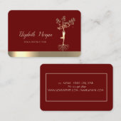 Goldbaum-Silhouette, Burgund-Yoga Visitenkarte (Vorne/Hinten)