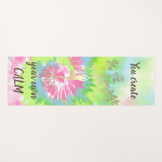 Goldbaum-Silhouette, farbenfrohe Regenbogen-Gefärb Yogamatte (Vorderseite (Horizontal))