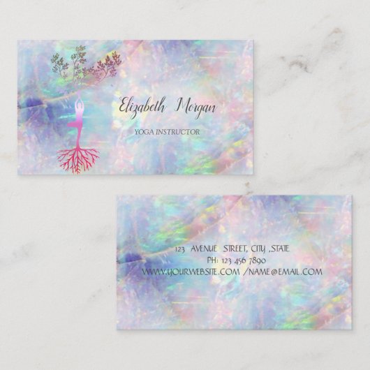 Goldbaum-Silhouette, Yoga, Opal Visitenkarte (Vorne/Hinten)