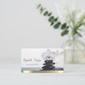 Goldbaum Silhouette, Zen Steine, Weißer Orchid Visitenkarte (Stehend Vorderseite)