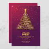 Goldbaum Weihnachtszeit-Party Einladung (Vorne/Hinten)