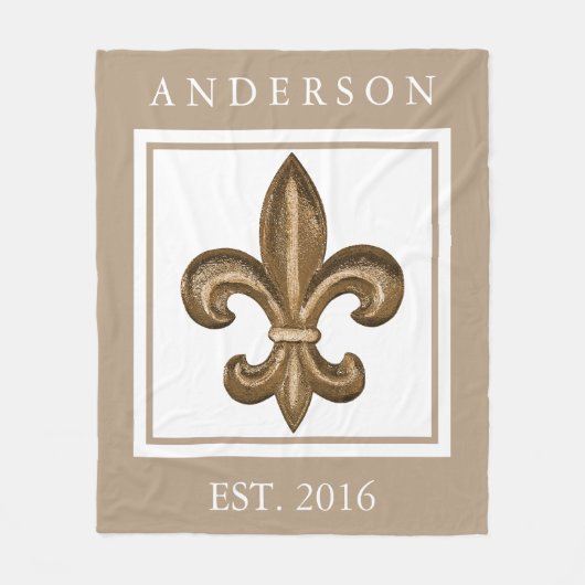 Goldbearbeitetes Eisen-Lilie personalisiert Fleecedecke (Vorderseite)