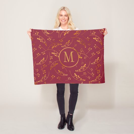 Goldbeere aus Elegan, Monogramm, Marsala, rosa Fleecedecke (Beispiel)