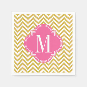 Goldbeige Zickzack aztekisches Stammes- Serviette