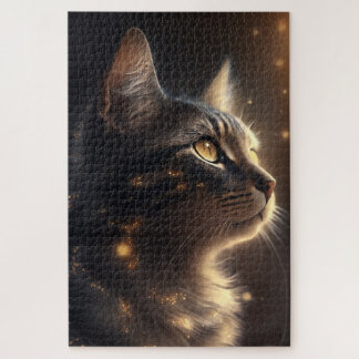 goldbeleuchtete Katze Puzzle