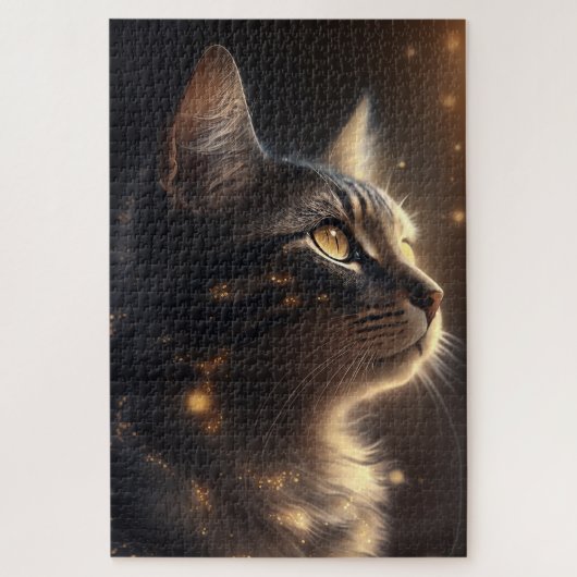goldbeleuchtete Katze Puzzle (Vertikal)