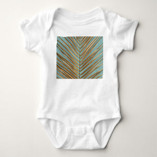 Goldbemaltes tropisches Palmwedelmuster Baby Strampler