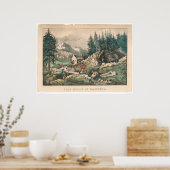 Goldbergbau in Kalifornien (0636A) Poster (Küche)