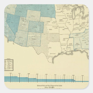 Goldbergbaugebiete Quadratischer Aufkleber