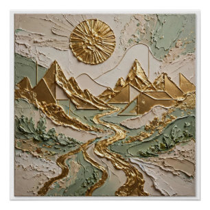 Goldberge Golden River 3D Kunst Poster
